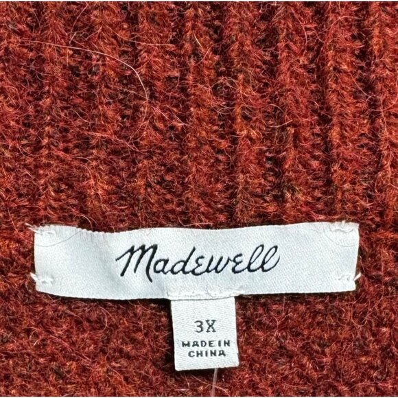 NWT Madewell Women's Recycled Polyester/Wool Blend Sweater Rust 3X - Picture 4 of 6